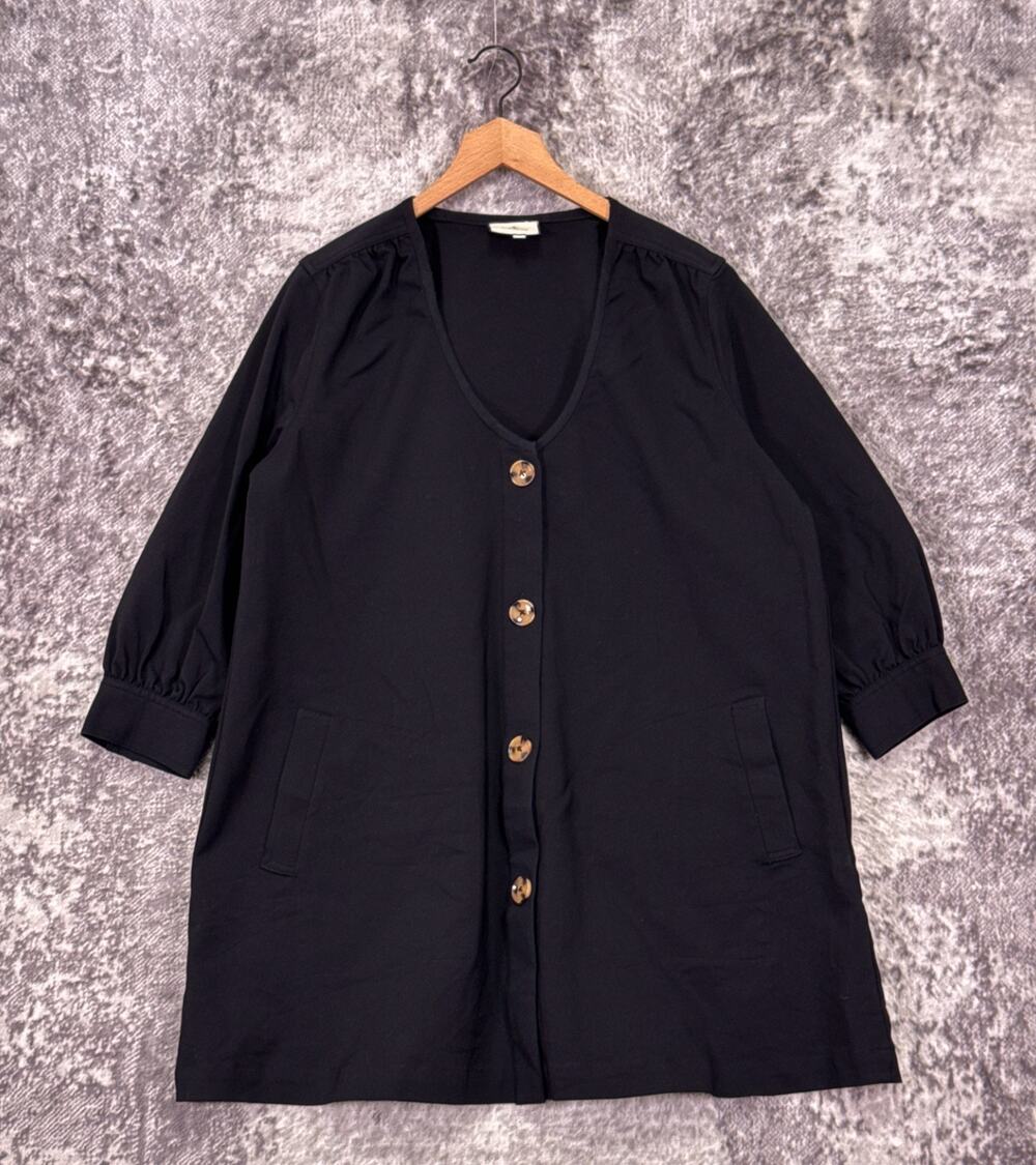Tuckernuck Jacket XL Womens Black Ponte Button Down Coat